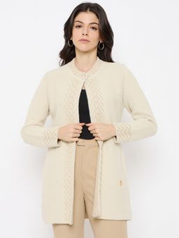 Duke - Cream Women Full Sleeve Long Cardigan