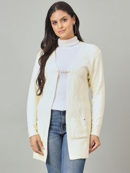Duke - White Women Full Sleeve Regular Cardigan