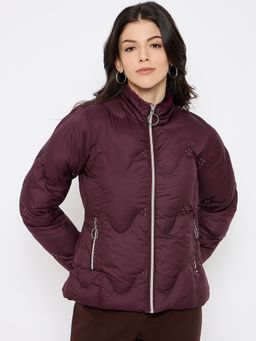 Duke - Women Maroon Stardust Women Full Sleeve Quilted Jacket