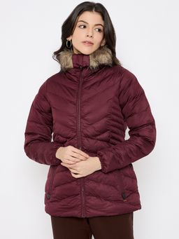 Duke - Maroon Stardust Women Full Sleeve Quilted Jacket