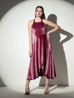 Mabish By Sonal Jain - Pink Backless Overlap Asymmetric Midi Dress