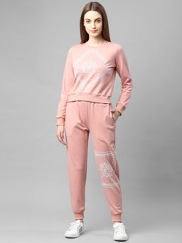 RIGO - Peach Printed Round Neck Terry Track Suit