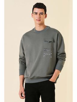 Allen Solly - Men Grey Crew Neck Typography Casual Sweatshirt