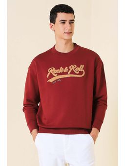Allen Solly - Men Maroon Crew Neck Full Sleeves Casual Sweatshirt