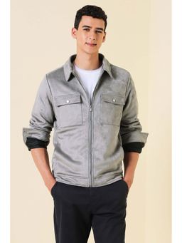 Allen Solly - Men Grey Solid Full Sleeves Jacket