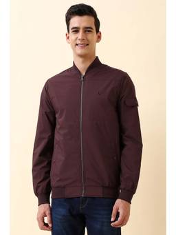 Allen Solly - Men Maroon Solid Full Sleeves Jacket