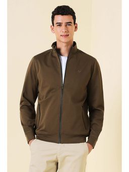 Allen Solly - Men Dark Brown Textured Full Sleeves Jacket