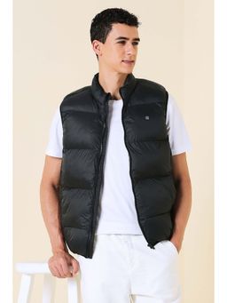 Allen Solly - Men Black Solid Sleeveless Jacket