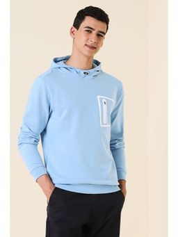 Allen Solly - Men Light Blue Hooded Neck Full Sleeves Sweatshirt