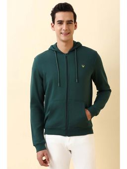 Allen Solly - Men Green Hooded Neck Full Sleeves Hoodie