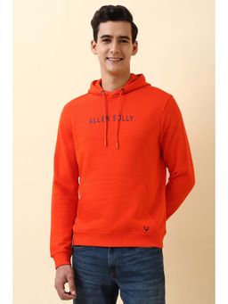 Allen Solly - Men Orange Solid Full Sleeves Hoodie