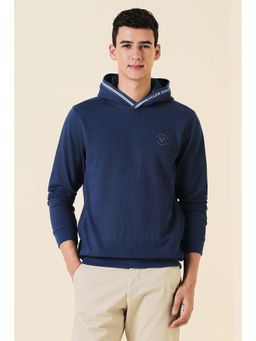 Allen Solly - Men Navy Blue Hooded Neck Full Sleeves Sweatshirt