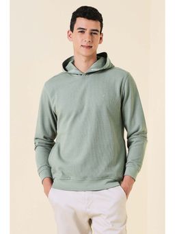 Allen Solly - Men Green Hooded Neck Full Sleeves Sweatshirt