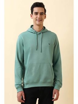 Allen Solly - Men Green Solid Full Sleeves Hoodie