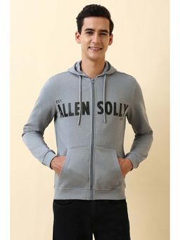 Allen Solly - Men Grey Hooded Neck Full Sleeves Winter Hoodie