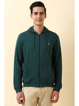 Allen Solly - Men Green Solid Full Sleeves Hoodie