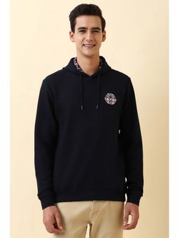 Allen Solly - Men Navy Blue Hooded Neck Full Sleeves Sweatshirt