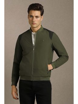 Louis Philippe - Men Olive Solid Full Sleeves Jacket