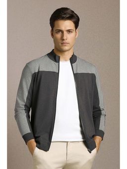 Louis Philippe - Men Grey Colorblock Full Sleeves Jacket