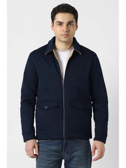 Peter England - Men Navy Blue Solid Reversible Full Sleeves Jacket