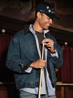 American Eagle - Men Blue Denim Solid Full Sleeves Jacket