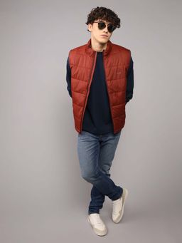 American Eagle - Men Red Puffer Sleeveless Jacket