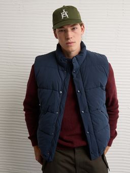 American Eagle - Men Navy Blue Solid Puffer Sleeveless Jacket