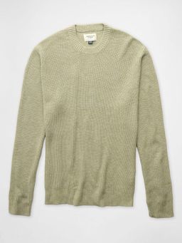 American Eagle - Men Olive Waffle Crew Neck Sweater
