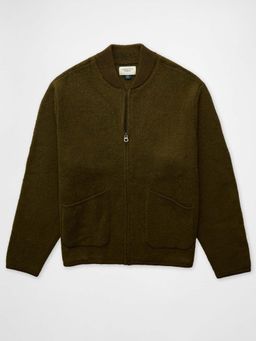American Eagle - Men Olive Knit Bomber Full Sleeves Jacket