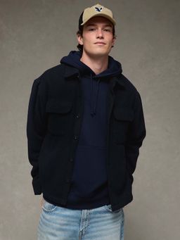 American Eagle - Men Navy Blue Textured Shacket