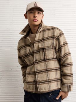 American Eagle - Men Beige Checks Shacket