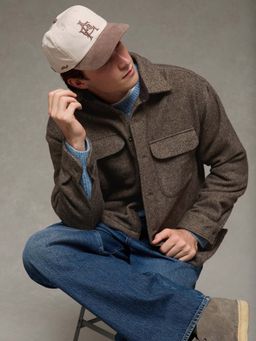 American Eagle - Men Brown Textured Shacket