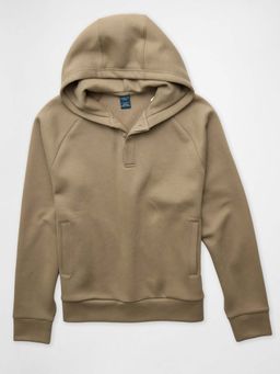 American Eagle - Men Beige Solid Full Sleeves Hoodie