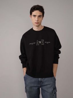 American Eagle - Men Black Typography Sweatshirt