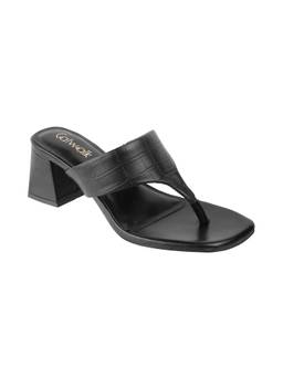 Catwalk - Court Black Polyurethane Sandal Heels