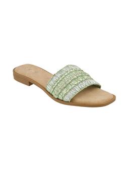 Catwalk - Court Green Textile Open Toe Flats