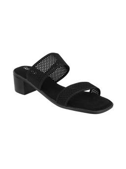 Catwalk - Court Black Polyurethane Sandal Heels