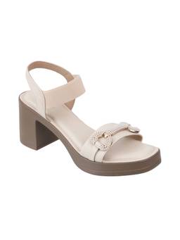 Catwalk - Court Beige Polyurethane Sandal Heels