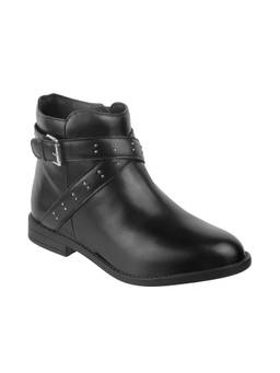 Catwalk - Court Black Polyurethane Buckle Boots