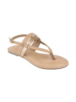 Catwalk - Court Beige Synthetic T-Strap Flats