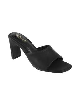 Catwalk - Court Black Polyurethane Sandal Heels