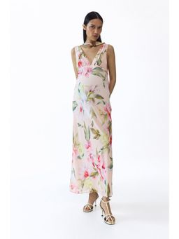 H&M - Women Pink Mama Scarf-Detail Chiffon Dress