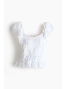 H&M - Women White Mama Lace-Trimmed Nursing Blouse