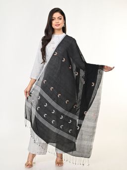 ArtEastri - Cotton Handloom Jamdani Dupatta Black