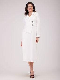 FableStreet - White A-Line Jacket Dress