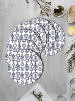 Space of Joy - Blue Ikat Motif 2 Premium Printed Round MDF Wooden Placemats