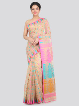 PinkLoom - Women's Soft Cotton Jamdani Saree Without Blouse Piece
