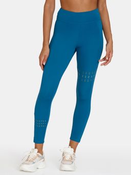 Zivame - Zelocity Mid Rise Quick Dry Leggings - Lyons Blue