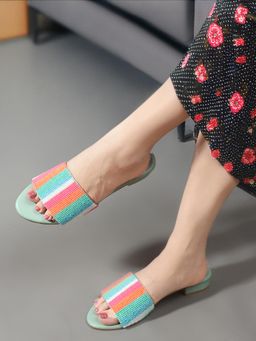 Carlton London - Green Colourblocked Sandals