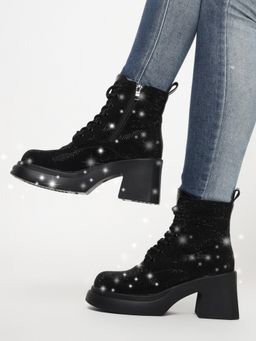 Truffle Collection - Black Embellished Boots